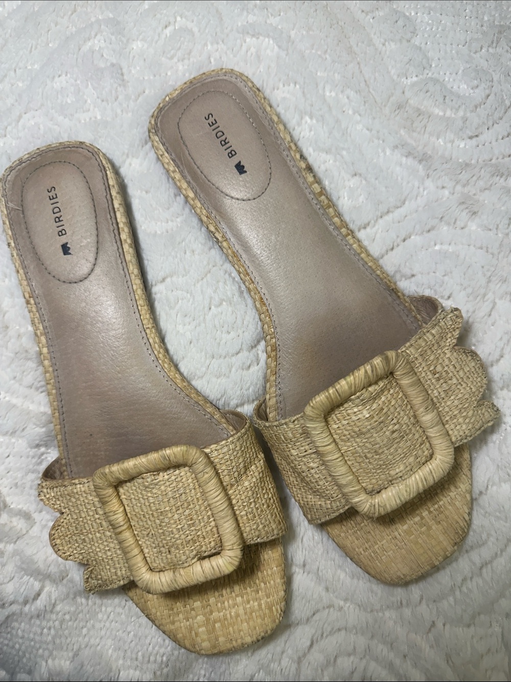 Birdies Rafia Woven Straw Slide Sandals in Natural - - Picture 2 of 8